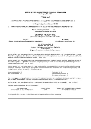 Thumbnail Clipper Realty 10-Q Quarterly Report FY2022 