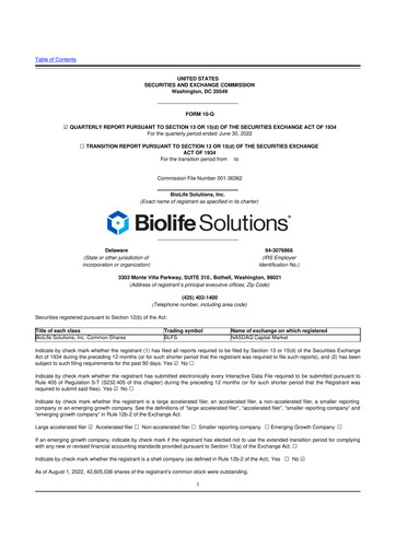 Thumbnail Biolife Solutions
 10-Q Quarterly Report FY2022 