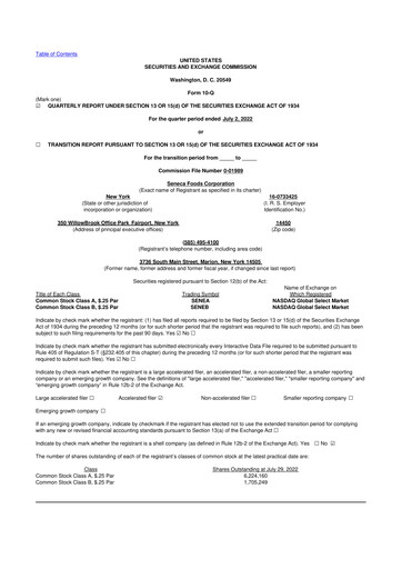 Thumbnail Seneca Foods
 10-Q Quarterly Report FY2022 