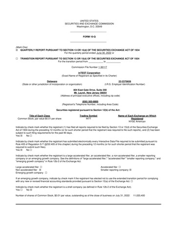 Thumbnail inTEST Corporation 10-Q Quarterly Report FY2022 