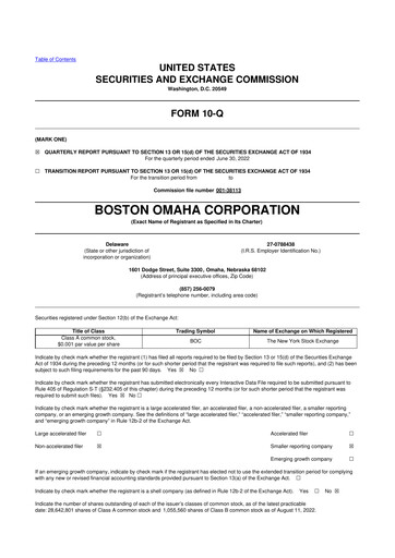 Thumbnail Boston Omaha 10-Q Quarterly Report FY2022 