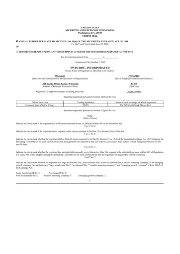 Thumbnail Twin Disc
 10-K Annual Report 2022