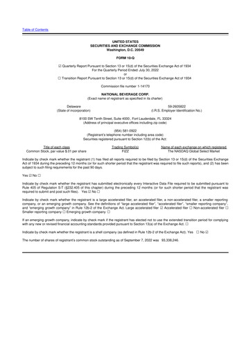 Thumbnail National Beverage
 10-Q Quarterly Report FY2023 