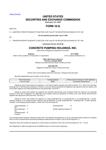 Vorschaubild Concrete Pumping Holdings 10-Q Quartalsbericht 2022 
