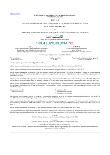 Thumbnail 1-800-Flowers.com, Inc.
 10-K Annual Report 2022