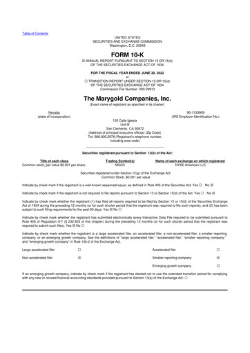 Thumbnail the Marygold Companies 10-K Annual Report 2022