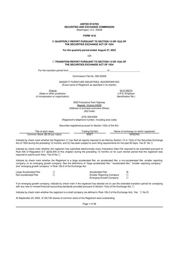 Vorschaubild Bassett Furniture 10-Q Quartalsbericht 2022 
