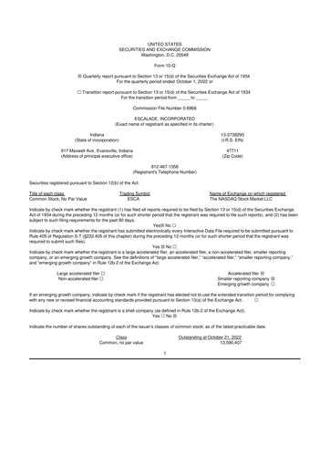 Thumbnail Escalade Sports 10-Q Quarterly Report FY2022 