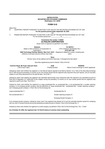 Thumbnail Ultralife Corporation 10-Q Quarterly Report FY2022 
