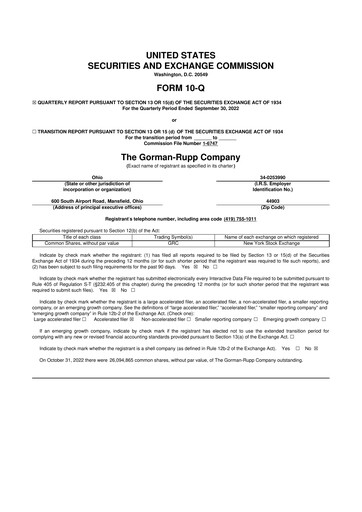 Vorschaubild Gorman-Rupp 10-Q Quartalsbericht 2022 