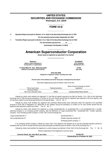 Vorschaubild American Superconductor Corporation 10-Q Quartalsbericht 2022 