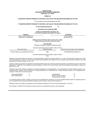 Thumbnail Lindblad Expeditions 10-Q Quarterly Report FY2022 