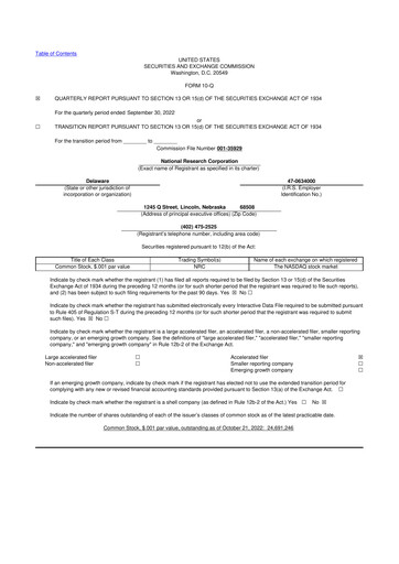 Thumbnail NRC Health
 10-Q Quarterly Report FY2022 