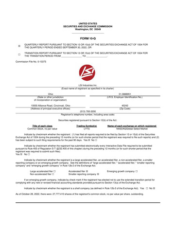 Miniature LSI Industries 10-Q Rapport trimestriel 2022 