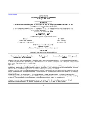Thumbnail Aemetis 10-Q Quarterly Report FY2022 