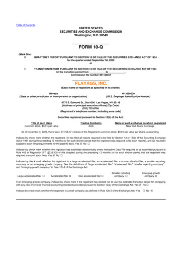 Thumbnail PlayAGS
 10-Q Quarterly Report FY2022 