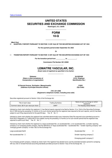 Thumbnail LeMaitre Vascular 10-Q Quarterly Report FY2022 