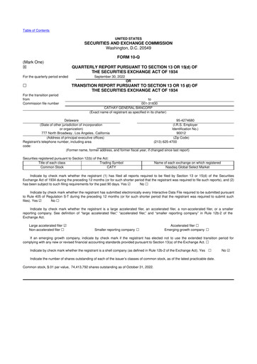 Thumbnail Cathay General Bancorp 10-Q Quarterly Report FY2022 