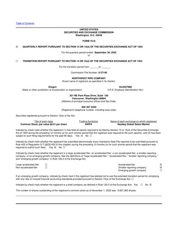 Thumbnail Northwest Pipe Company
 10-Q Quarterly Report FY2022 