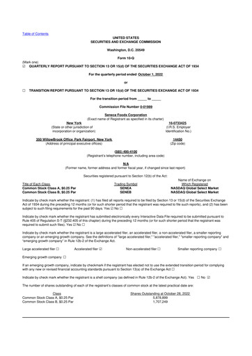 Thumbnail Seneca Foods
 10-Q Quarterly Report FY2022 