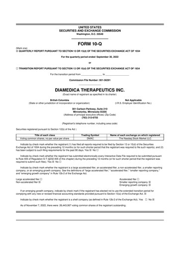 Thumbnail DiaMedica Therapeutics 10-Q Quarterly Report FY 