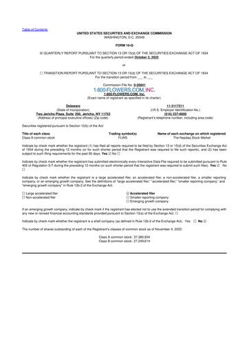 Thumbnail 1-800-Flowers.com, Inc.
 10-Q Quarterly Report FY2022 