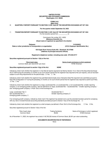 Thumbnail Milestone Scientific 10-Q Quarterly Report FY2022 