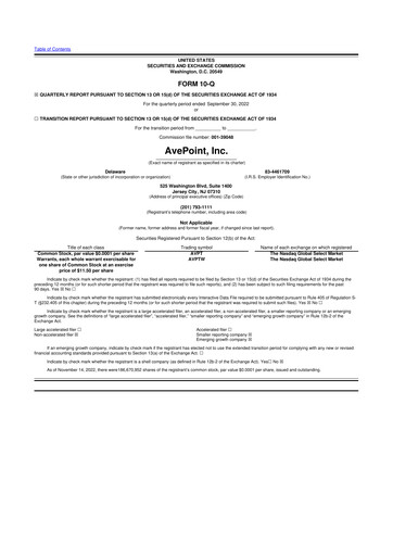 Thumbnail AvePoint 10-Q Quarterly Report FY2022 