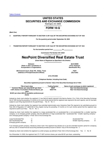 Thumbnail NexPoint Diversified Real Estate Trust 10-Q Quarterly Report FY2022 