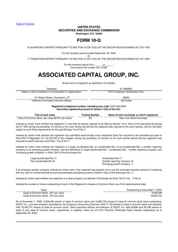 Thumbnail Associated Capital Group 10-Q Quarterly Report FY2022 