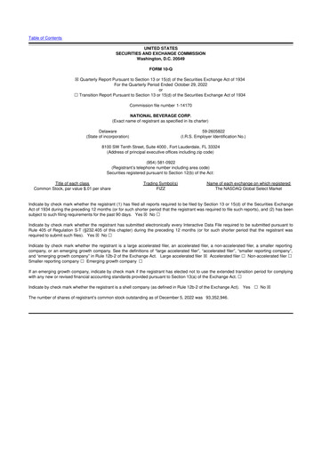 Thumbnail National Beverage
 10-Q Quarterly Report FY2023 