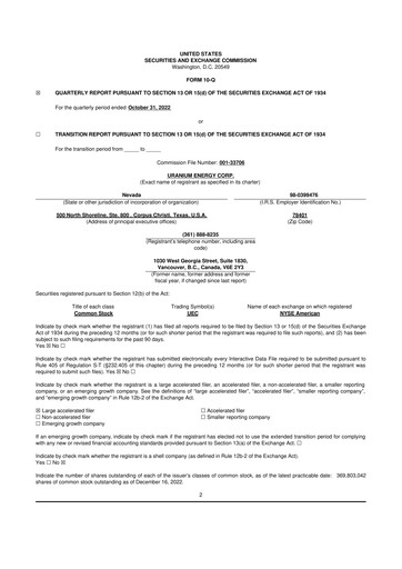 Thumbnail Uranium Energy
 10-Q Quarterly Report FY2023 