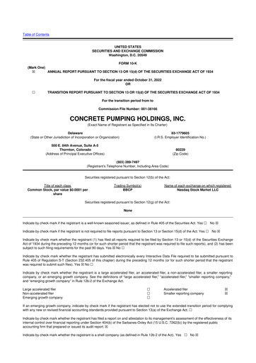 Vorschaubild Concrete Pumping Holdings 10-K Jahresbericht 2022