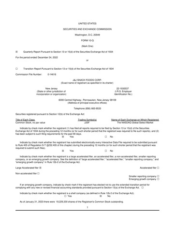 Thumbnail J&J Snack Foods
 10-Q Quarterly Report FY2023 