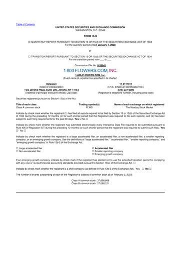 Thumbnail 1-800-Flowers.com, Inc.
 10-Q Quarterly Report FY2022 