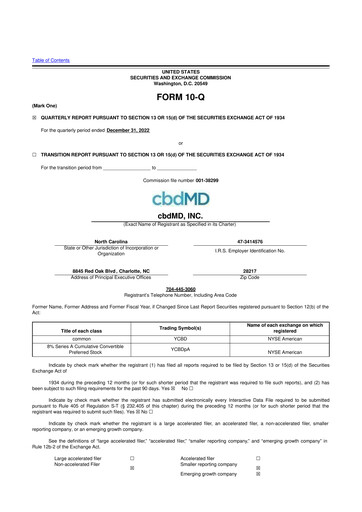Thumbnail cbdMD 10-Q Quarterly Report FY2023 
