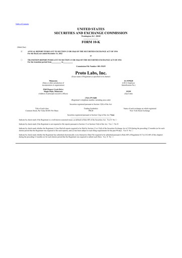 Vorschaubild Protolabs 10-K Jahresbericht 2022