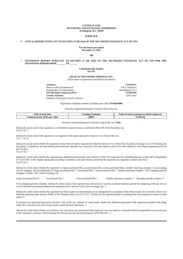 Thumbnail J. B. Hunt
 10-K Annual Report 2022