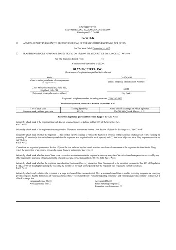 Thumbnail Olympic Steel
 10-K Annual Report 2022