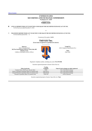 Miniature Tidewater 10-K Rapport annuel 2022