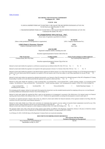 Thumbnail Waterstone Financial 10-K Annual Report 2022