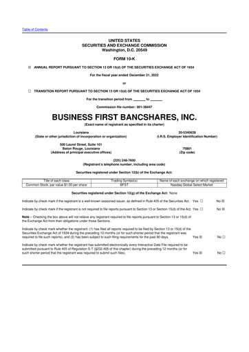 Thumbnail Business First Bancshares 10-K Annual Report 2022
