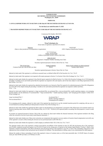 Miniature Wrap Technologies
 10-K Rapport annuel 