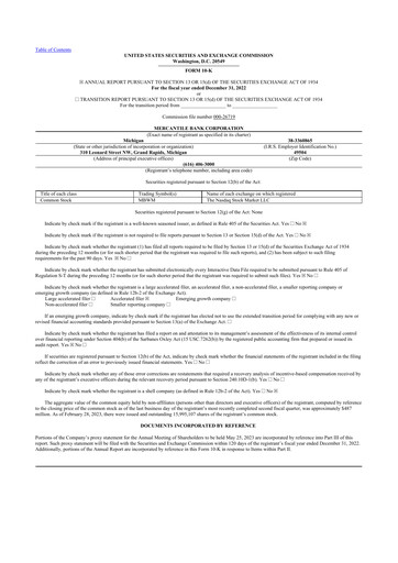 Thumbnail Mercantile Bank 10-K Annual Report 2022