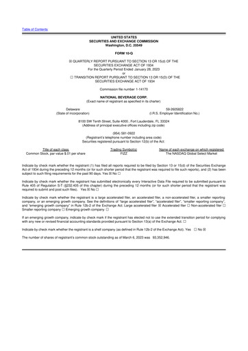 Thumbnail National Beverage
 10-Q Quarterly Report FY2023 