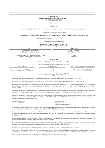 Thumbnail Lindblad Expeditions 10-K Annual Report 2022