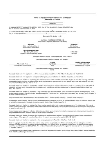 Thumbnail National Presto Industries
 10-K Annual Report 2022