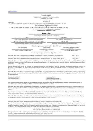 Thumbnail Vaxart 10-K Annual Report 2022