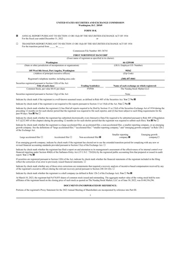 Vorschaubild First Northwest Bancorp 10-K Jahresbericht 2022