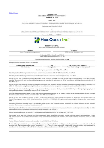 Thumbnail HireQuest 10-K Annual Report 2022